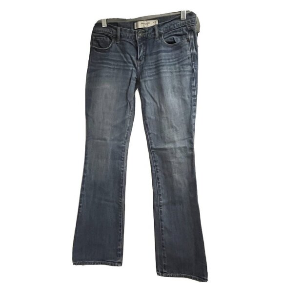 Abercrombie & Fitch Blue Denim Low Rise Bootcut Jeans 2S Stretch 5 Pockets 26x30 - Picture 2 of 7
